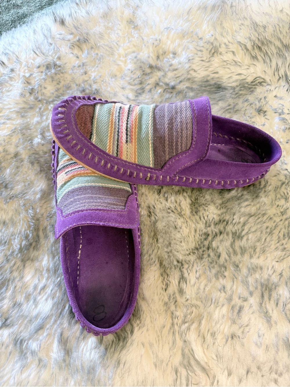 Broncy Donkey Purple Slip-On Moccasin with Serape Fabric